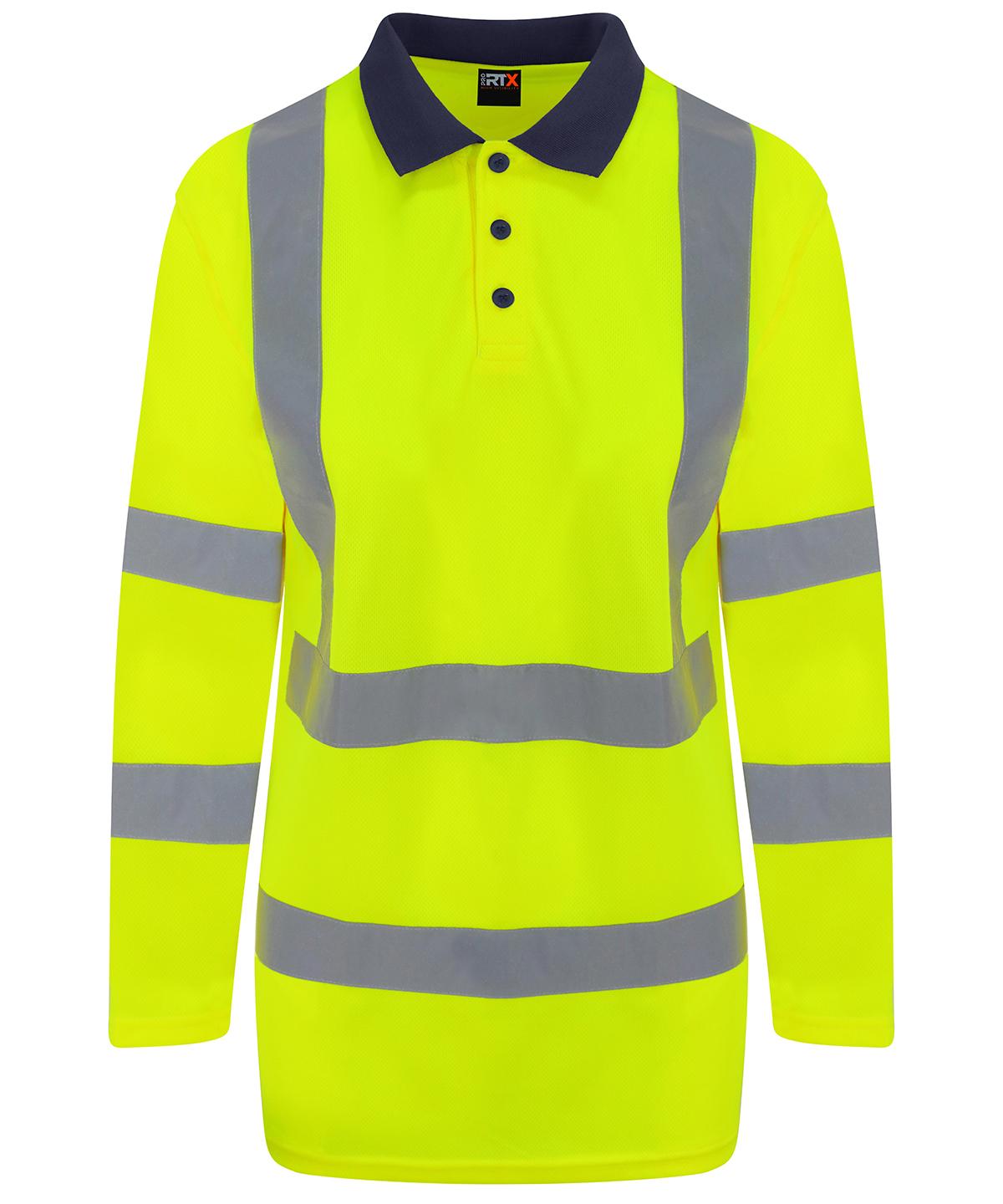 Pro RTX Pro RTX RX715 High visibility long sleeve polo in HV Orange/Navy