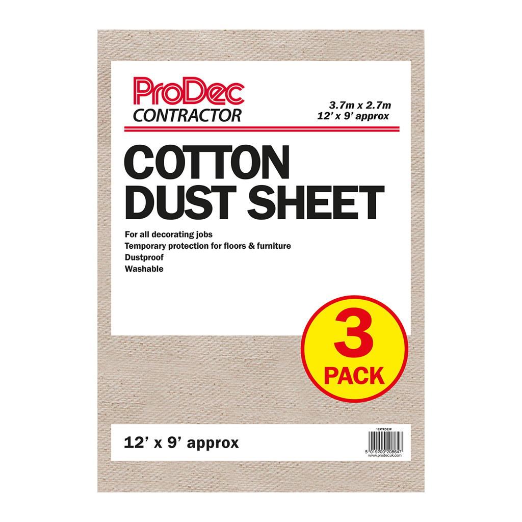 ProDec Contractor Triple Pack 12' x 9' Contractor Cotton Twill Dust Sheet