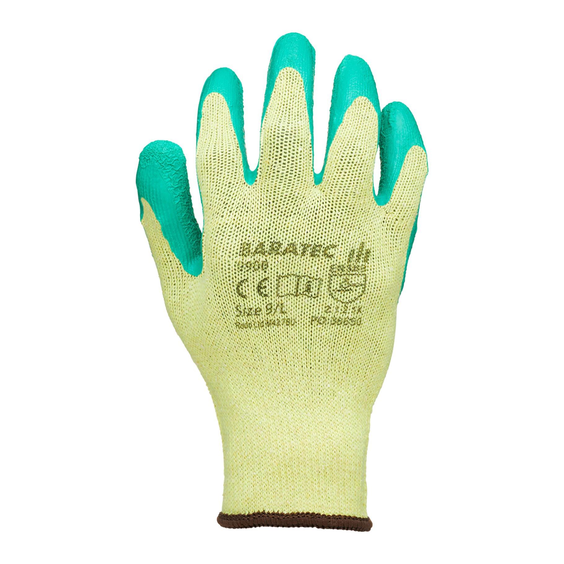 Baratec Latex Gripper Glove, green/yellow - polybag