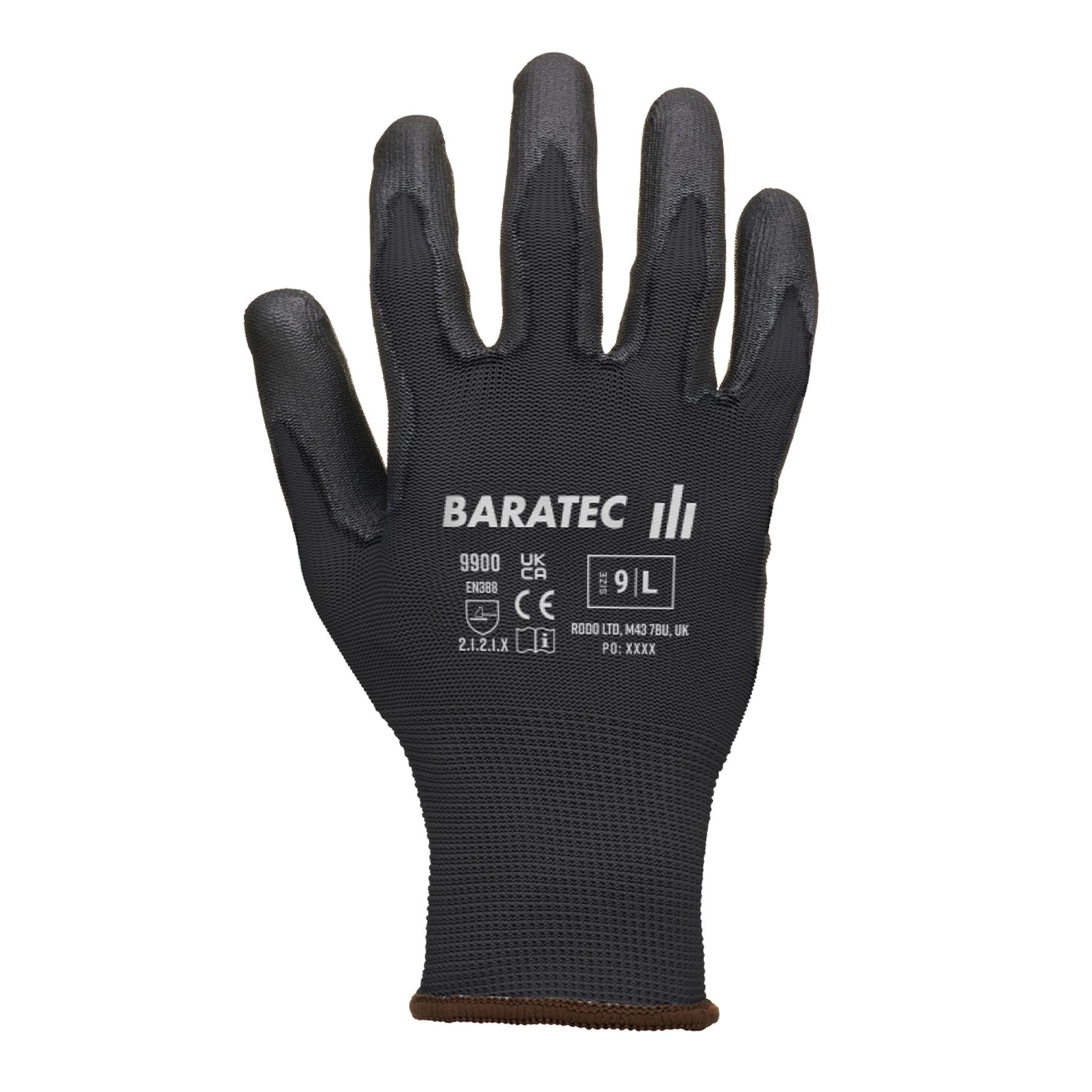 Baratec PU Gripper Glove black liner - polybag