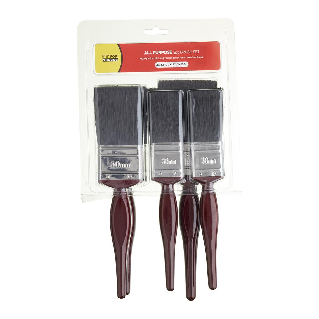 Fit For The Job 5pc All Purpose Brush Set (in display box) - 2x 1.5", 2x 2", 1x 2.5"
