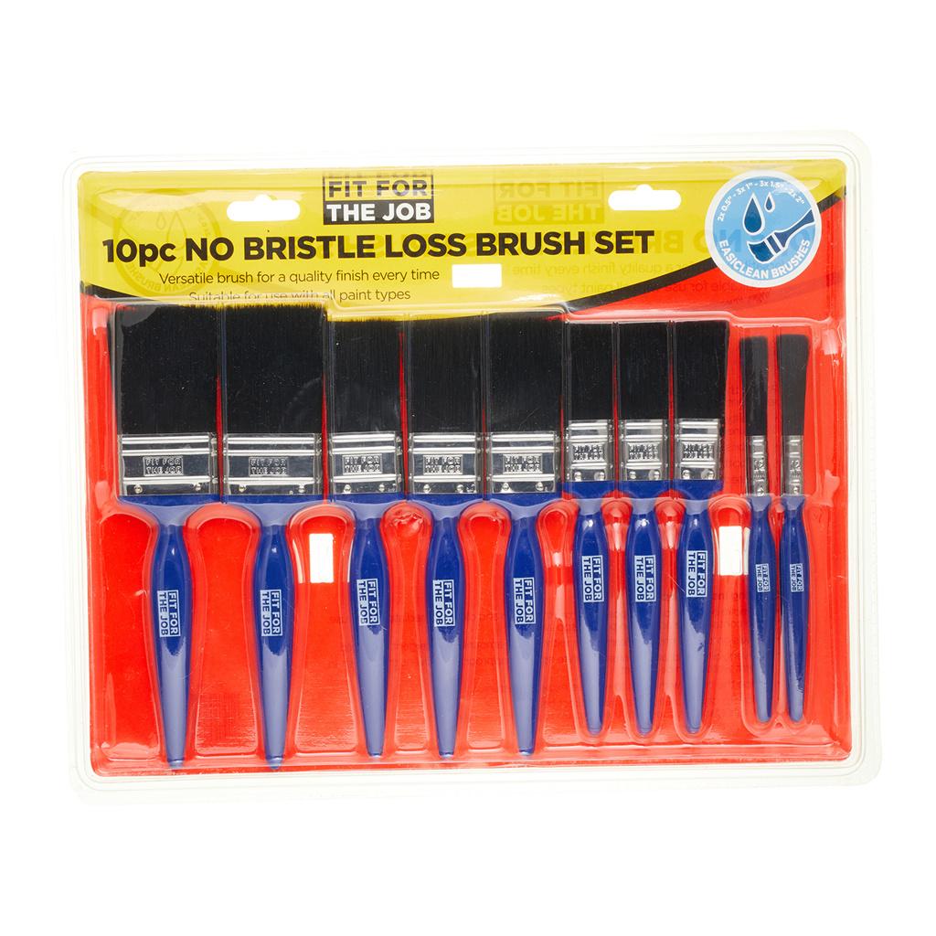 Fit For The Job 10pc No Bristle Loss Paint Brush Set