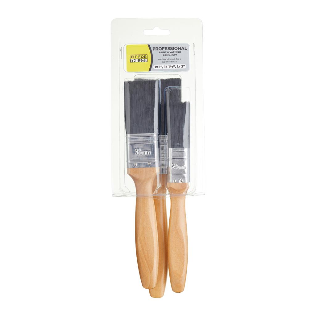 Fit For The Job 3pc Professional Paint Brush - 1", 1.5", 2"