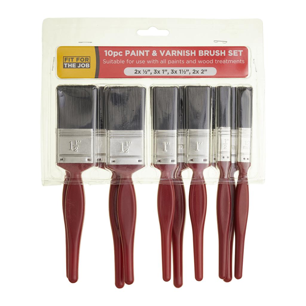 Fit For The Job 10pc Budget Paint & Varnish Brush Set