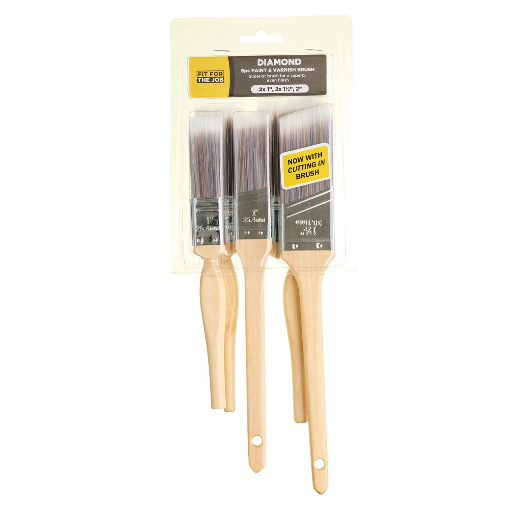 Fit For The Job 5pc Diamond Brush Set inc. cutting in - 2x 1", 2x 1.5", 1x 2"