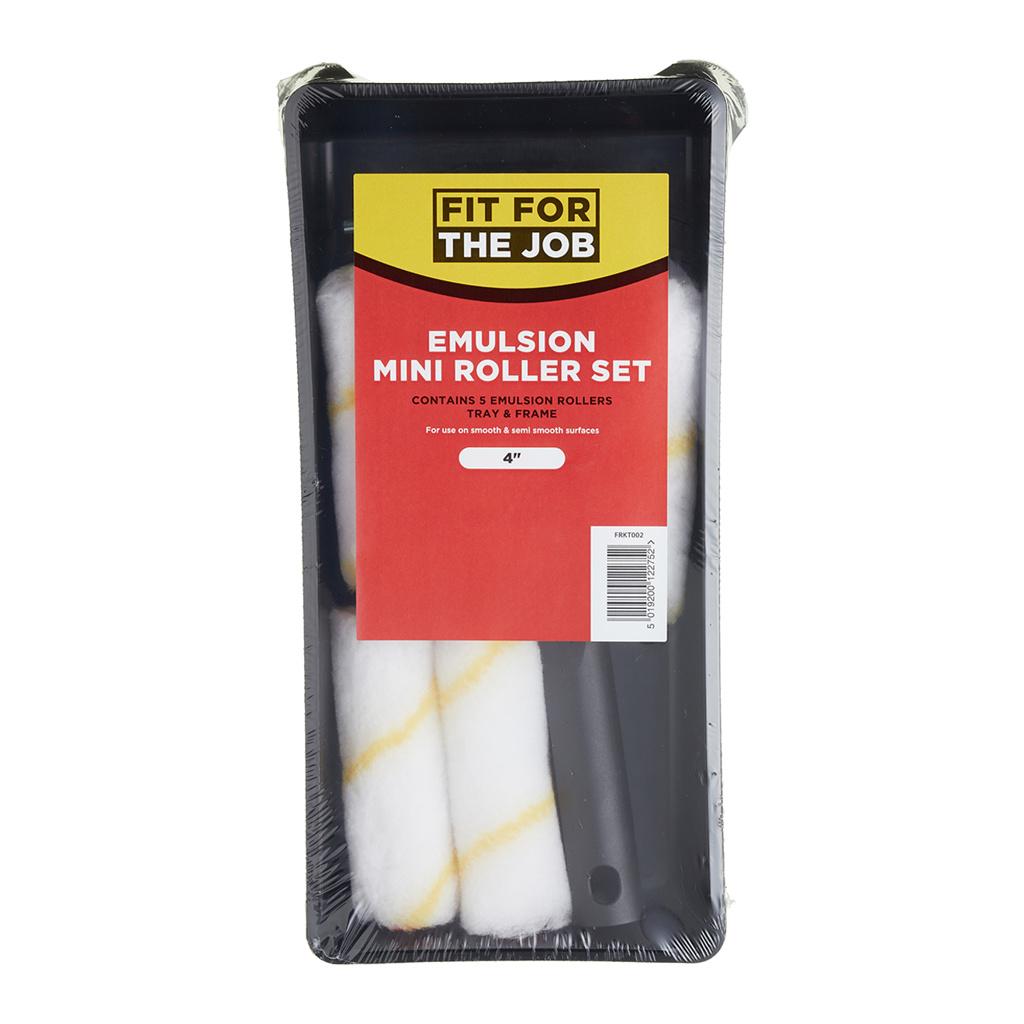 Fit For The Job 5x Emulsion Mini Rollers, Frame & Tray Kit