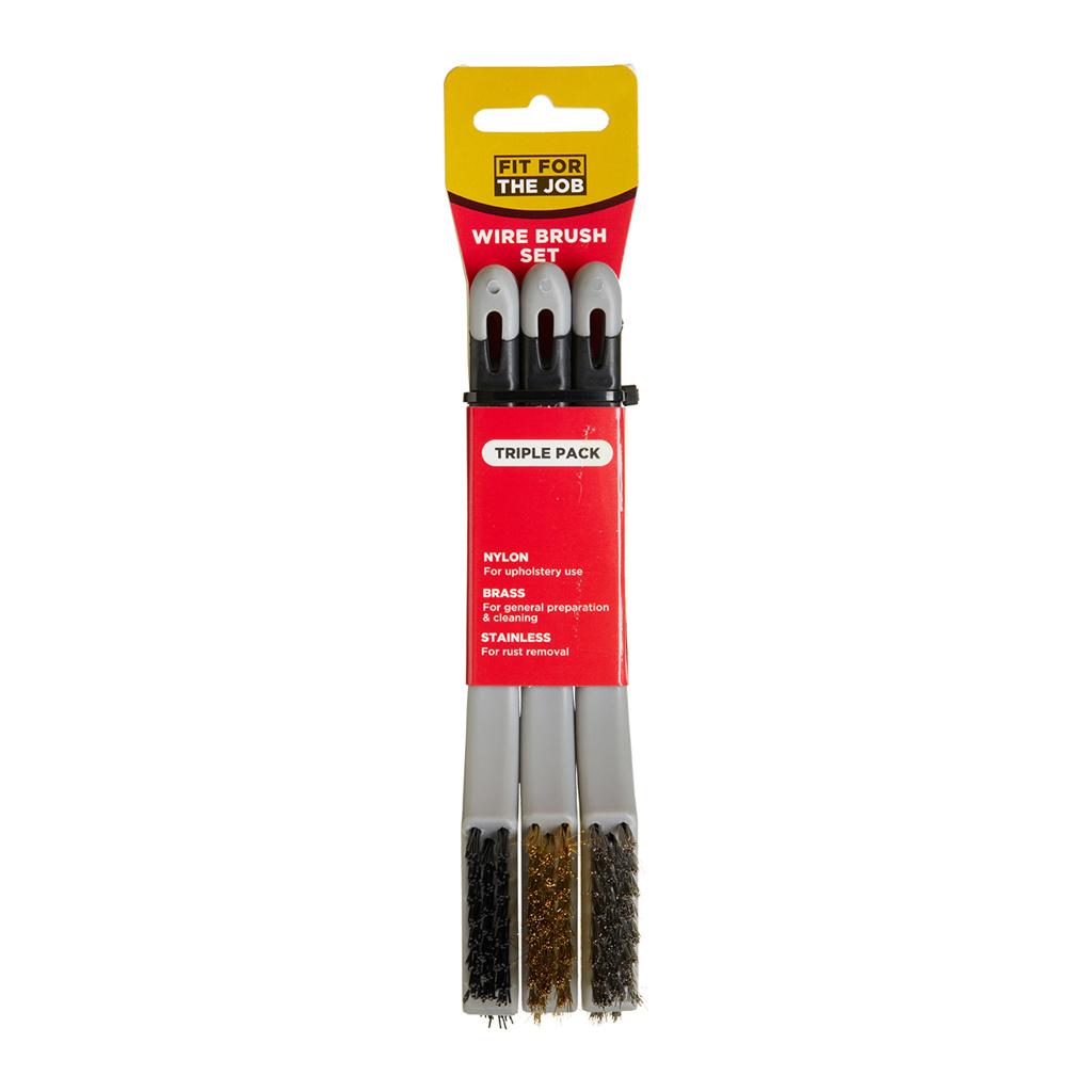 Fit For The Job 3pc Soft Grip Mini Wire Brush Set