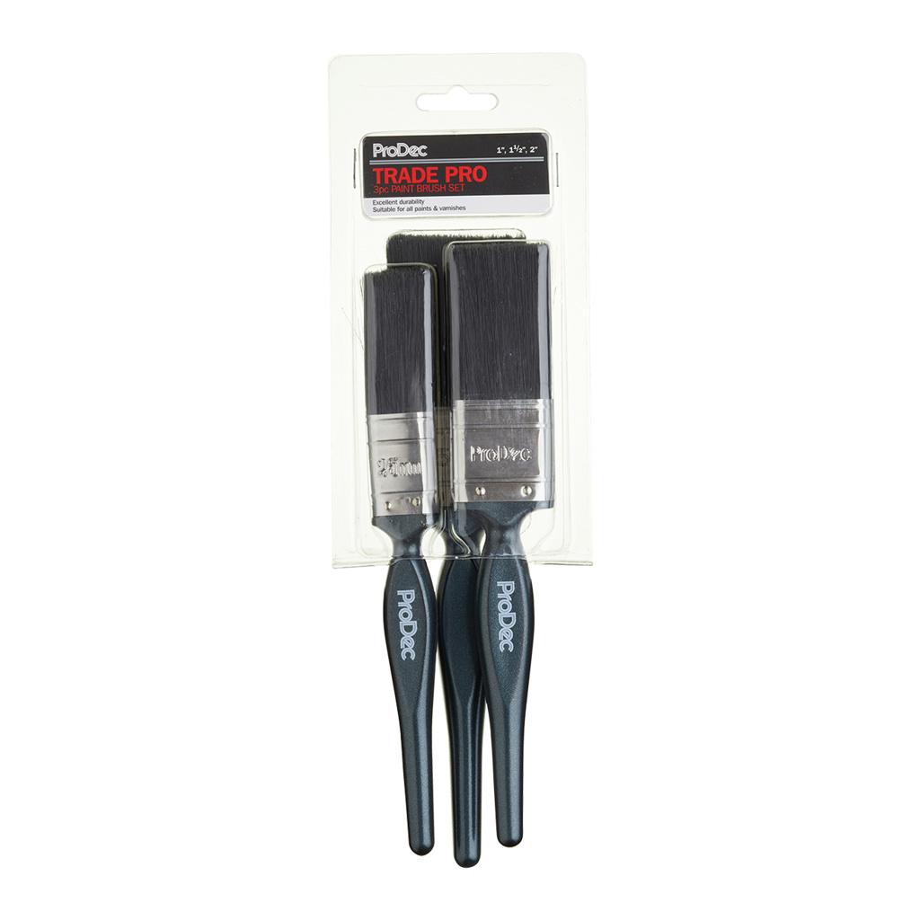 ProDec 3pc Trade Pro Paint Brush Set - 1", 1.5", 2"