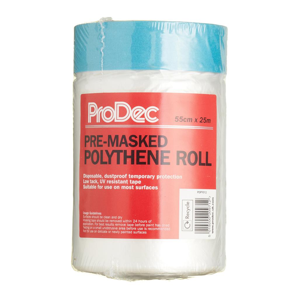 ProDec 55cm x 25m Pre-Masked Polythene Dust Sheet Roll