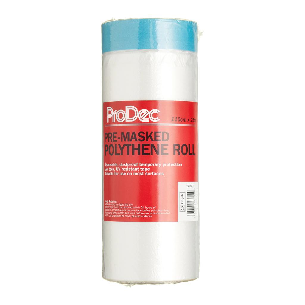 ProDec 110cm x 25m Pre-Masked Polythene Dust Sheet Roll
