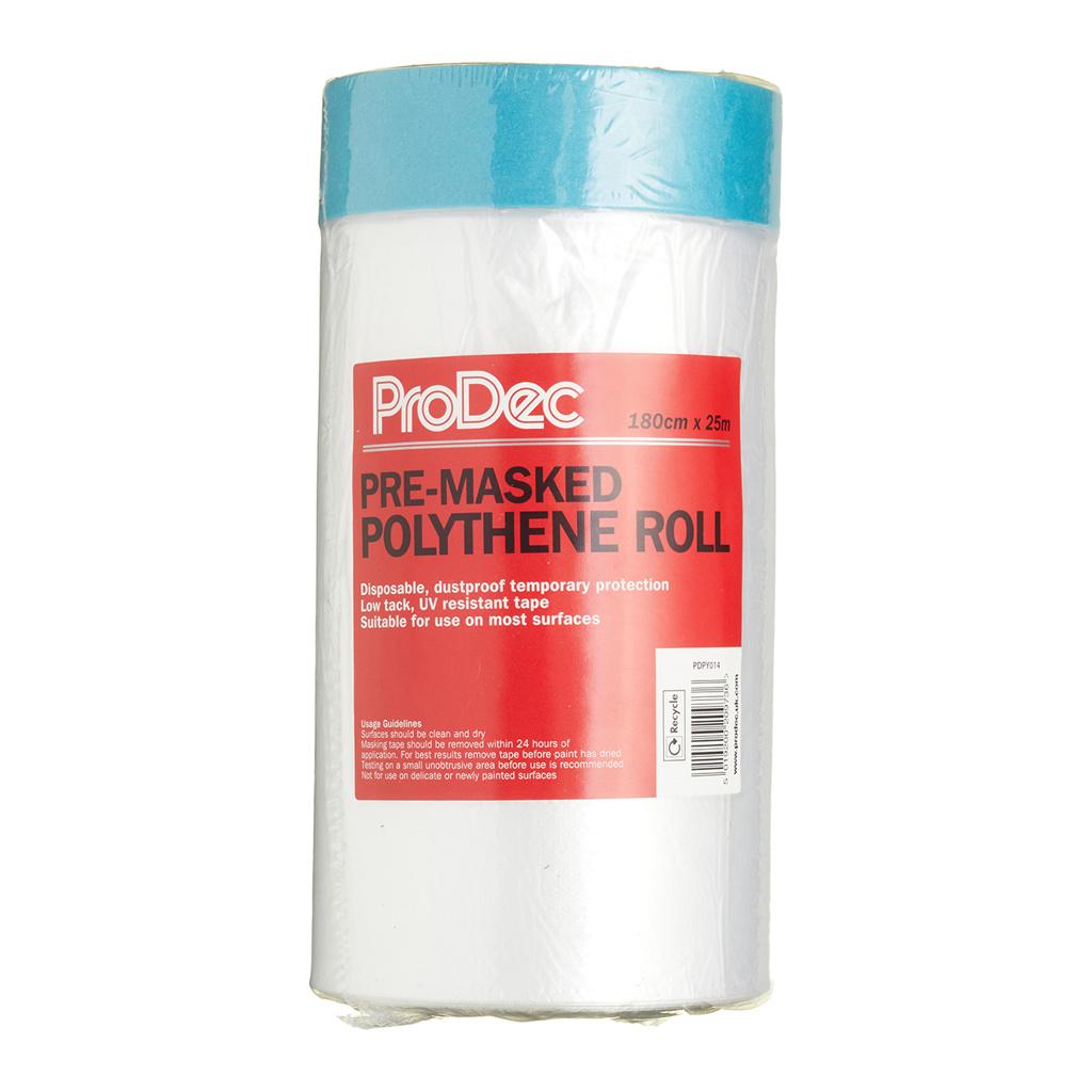 ProDec 180cm x 25m Pre-Masked Polythene Dust Sheet Roll