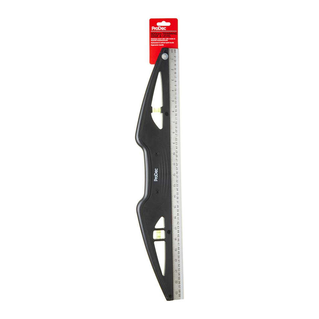 ProDec 24" Trimming Edge Inc. Stainless Steel Ruler & Spirit Level