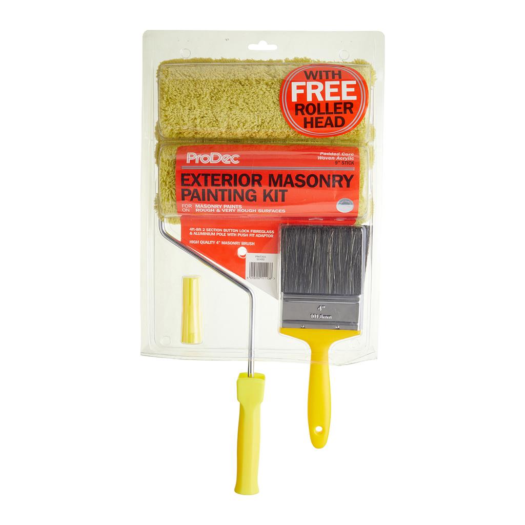 ProDec 9" Twin Head Padded Masonry Roller, Brush & Pole