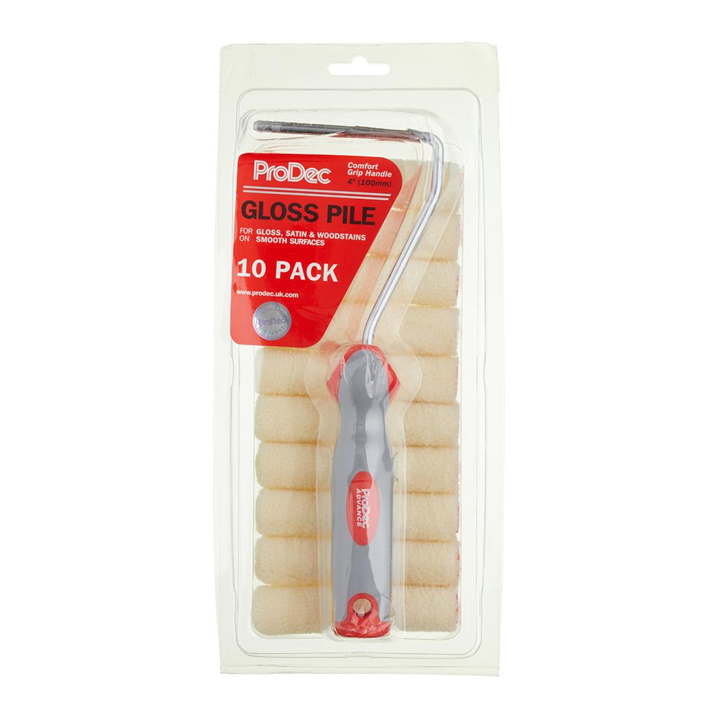 ProDec 10pk 4" Gloss Pile Mini Roller & Frame Set