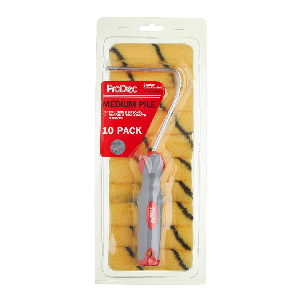 ProDec 10pk 4" Tiger Medium Pile Mini Roller & Frame Set