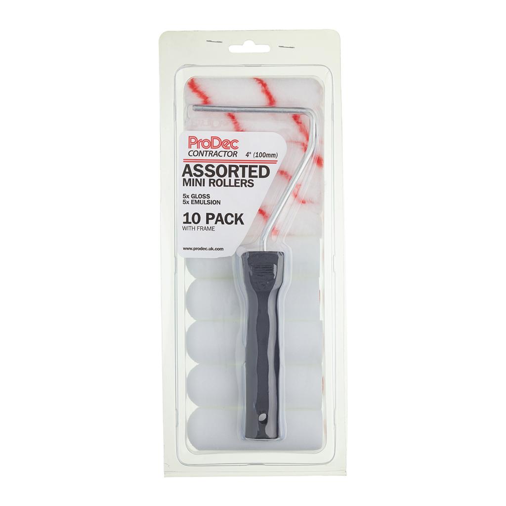 ProDec Contractor 10pk 4" Assorted Mini Rollers & Frame Set