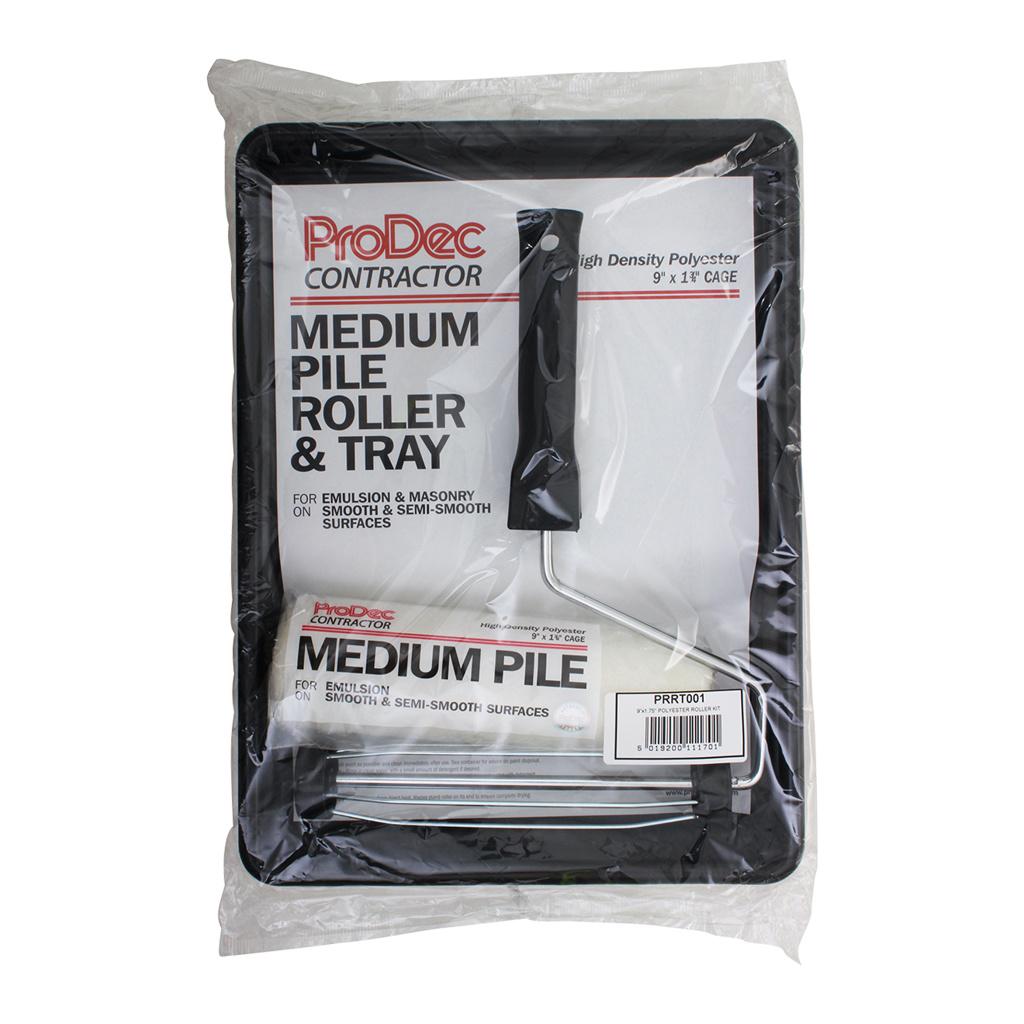 ProDec Contractor 9" x 1.75" Medium Pile Polyester Roller, Frame & Tray Kit - single sleeve