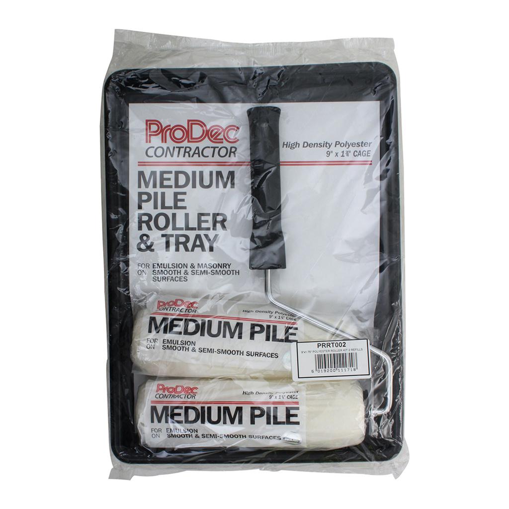 ProDec Contractor 9" x 1.75" Medium Pile Polyester Roller, Frame & Tray Kit - twin sleeve