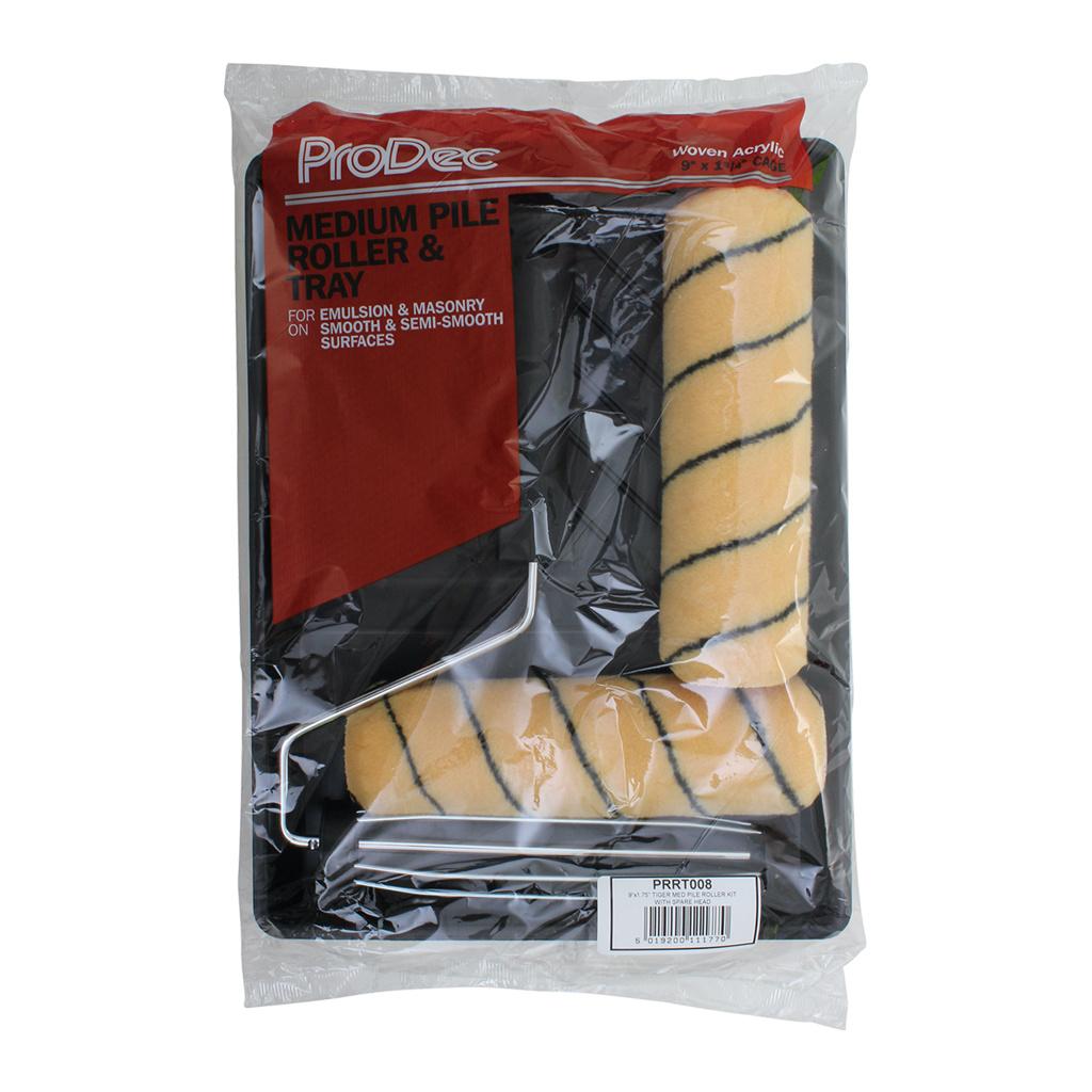 ProDec 9" x 1.75" Tiger Medium Pile Roller, Frame & Tray Kit - twin sleeve