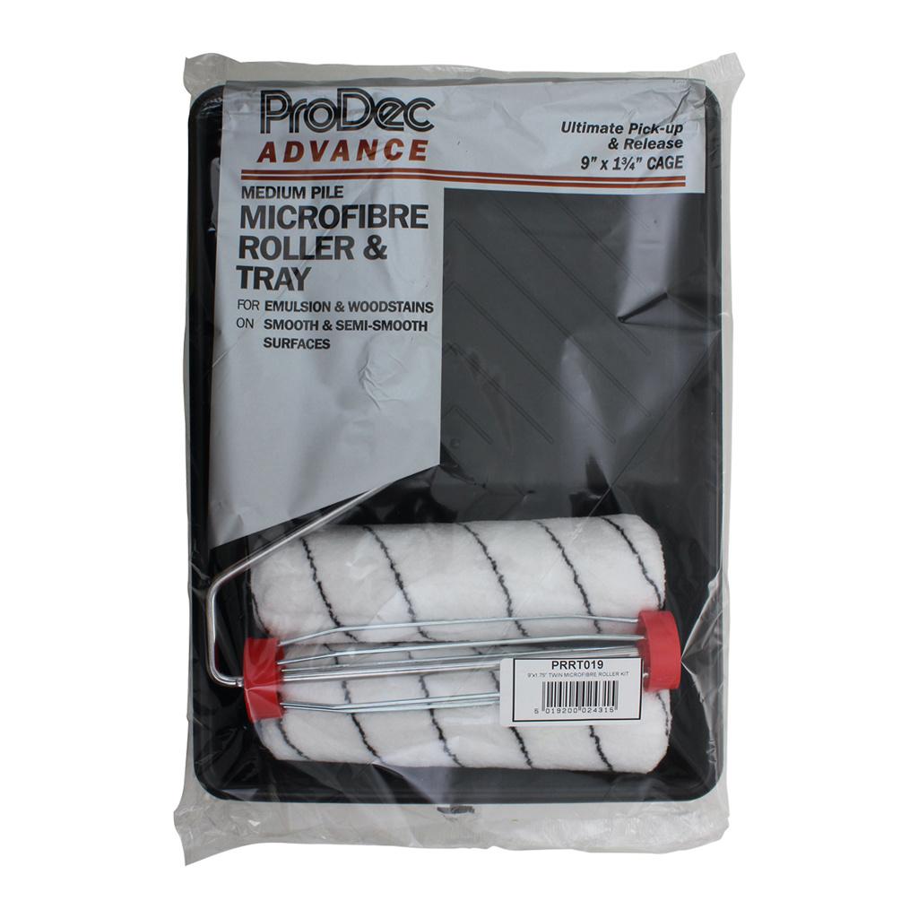 ProDec Advance 9" x 1.75" Twin Medium Pile Microfibre Roller Kit - Wooden Handle