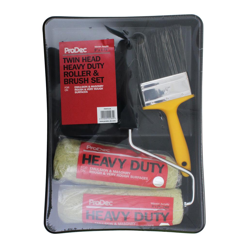 ProDec 9" x 1.5" Twin Masonry Roller, 4" Brush & Tray Kit