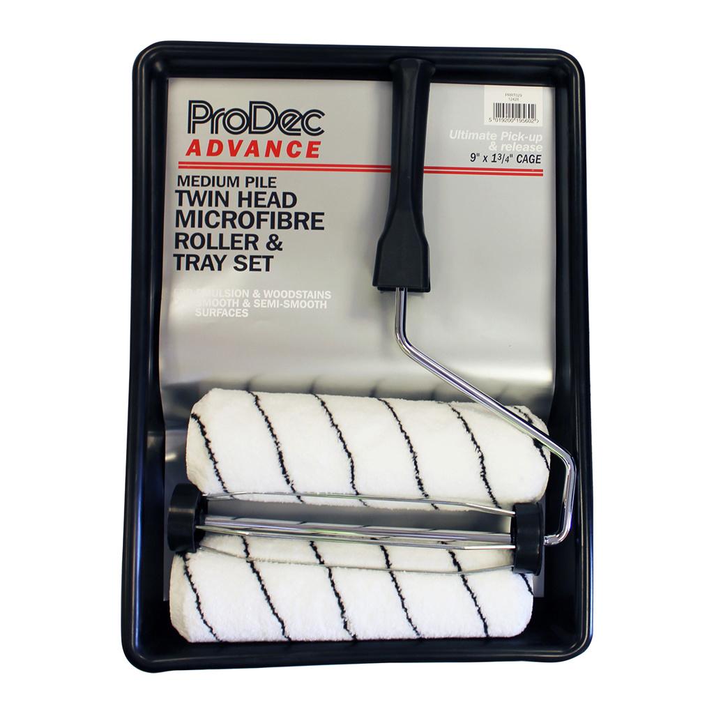 ProDec Advance 9" x 1.75" Twin Medium Pile Microfibre Roller Kit - Plastic Handle