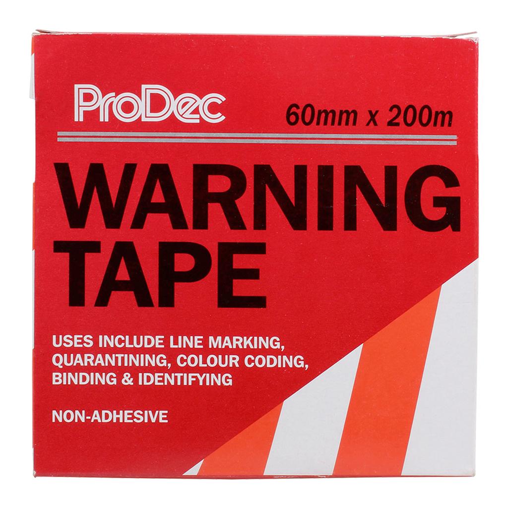 ProDec 60mm x 200m Non-Adhesive Red/White Warning Tape