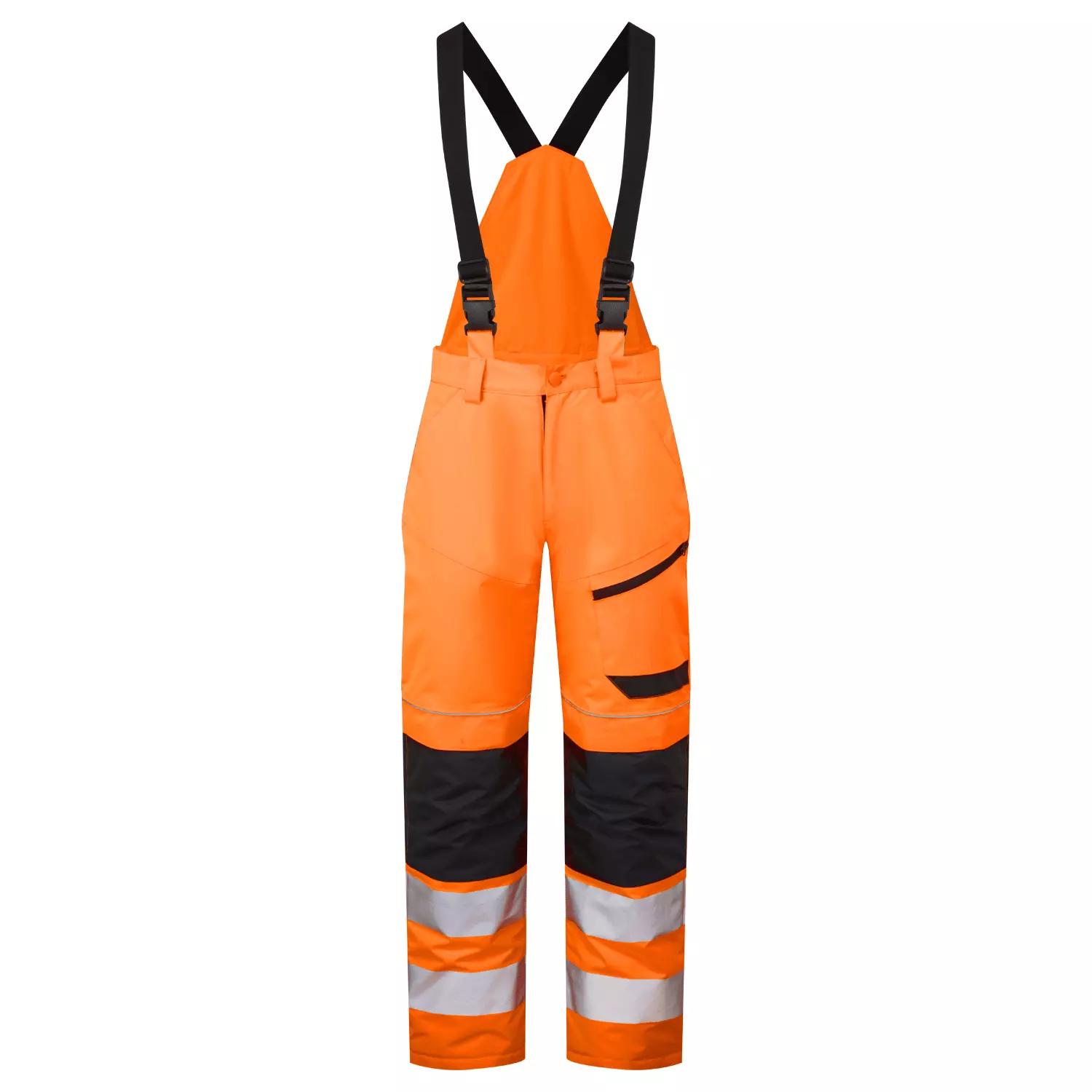 Supertouch System Hi-Vis Eco Thermal Waterproof Orange/Navy Trouser with Shoulder Straps in Orange/Navy