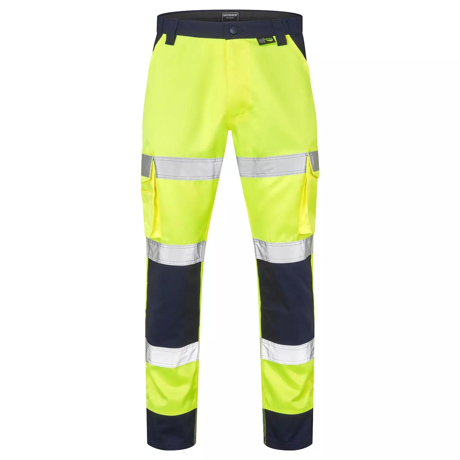 Supertouch Hi-Vis 2 Tone Yellow Combat Trousers in Yellow/Navy