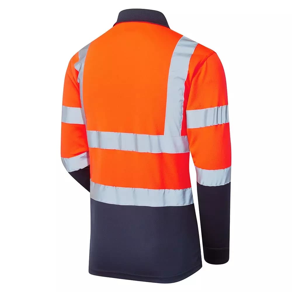 Supertouch Hi-Vis 2 Tone Orange Long Sleeve Polo Shirt in Orange/Navy