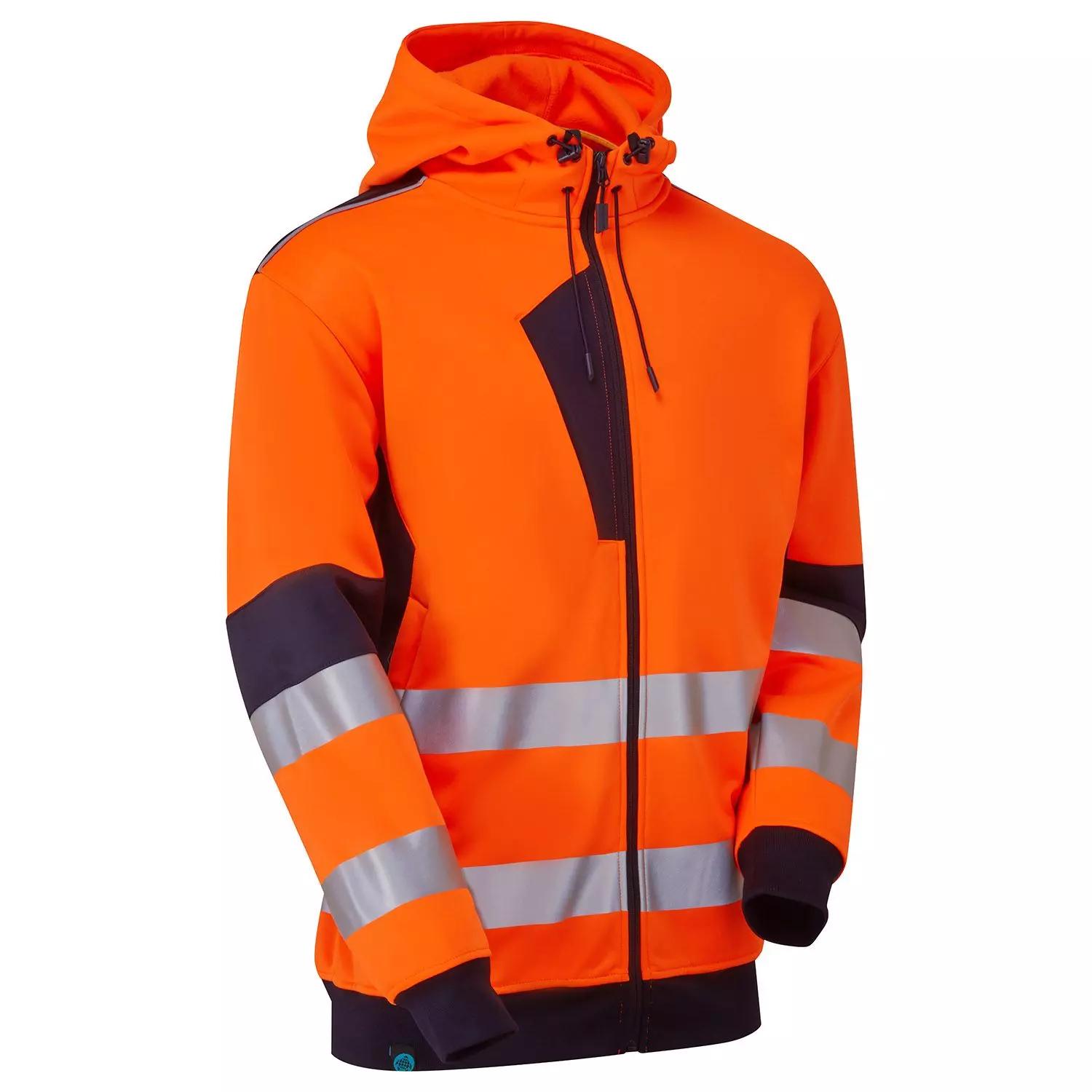 Supertouch System Hi-Vis Eco Zip Thru Orange Hoodie in Orange/Navy