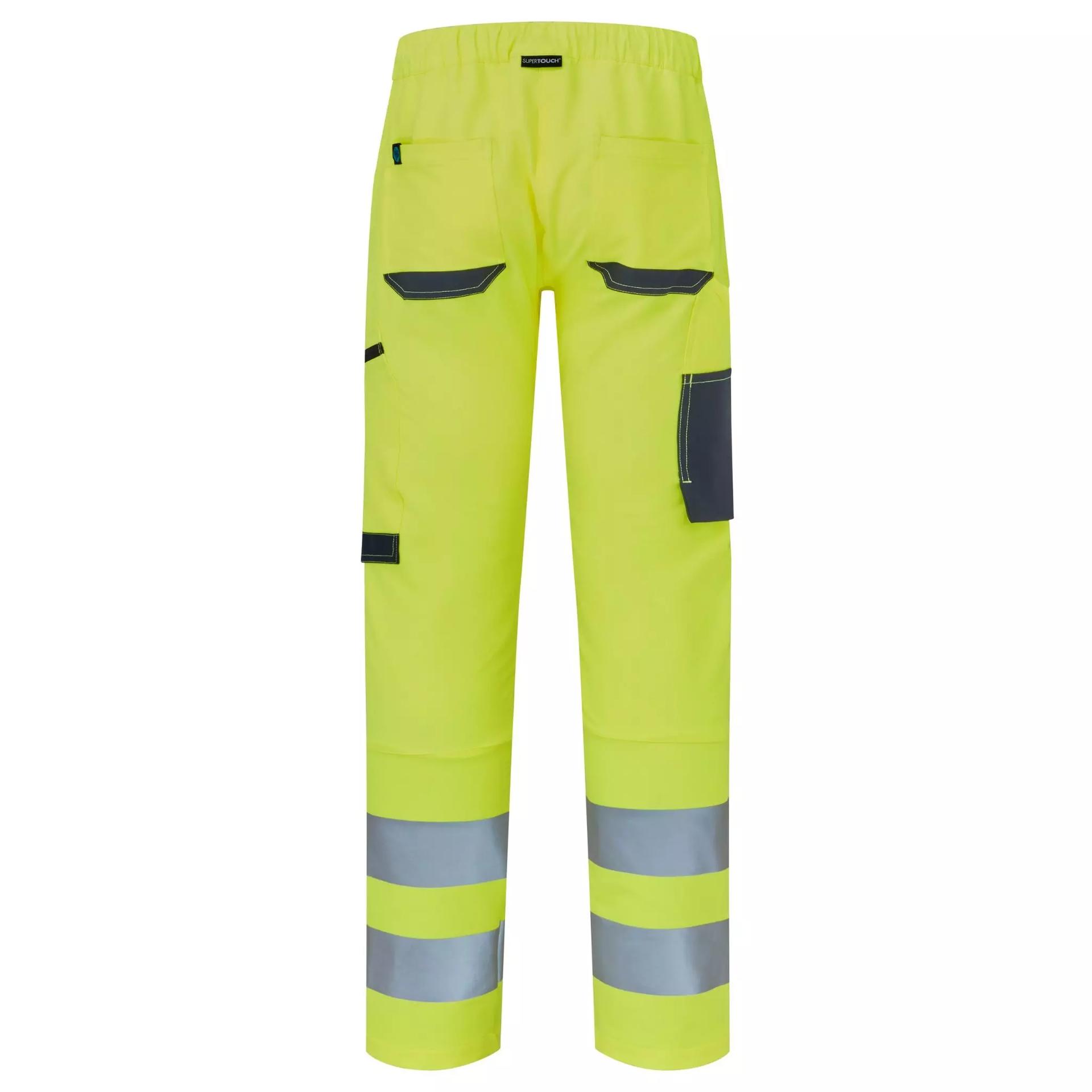 Supertouch System Hi-Vis Eco Stretch Jogger Yellow Trouser in Yellow/Navy