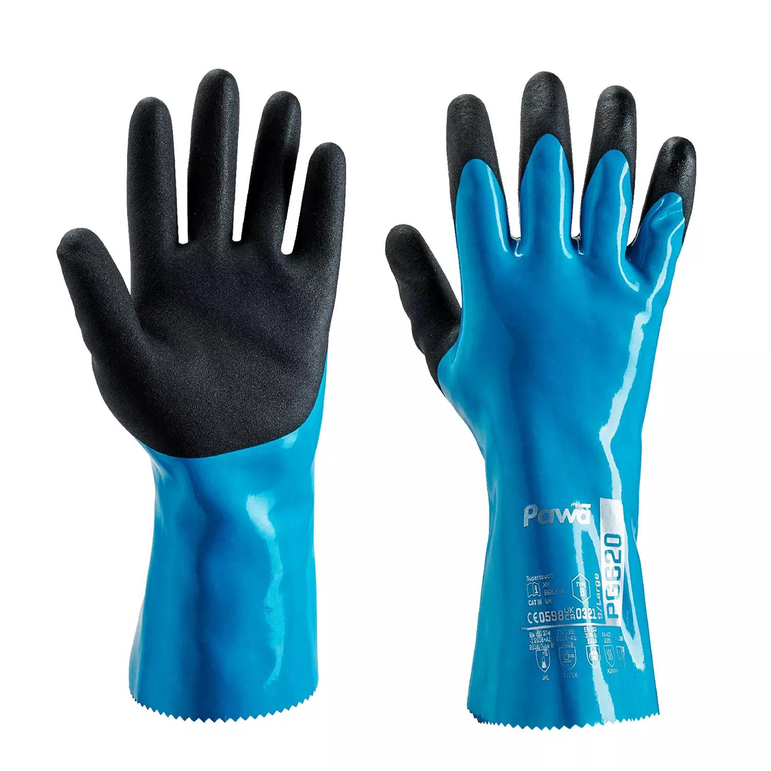 Supertouch Pawa PG620 Type B Chemical Resistant Gauntlet - Teal - 72 Pairs