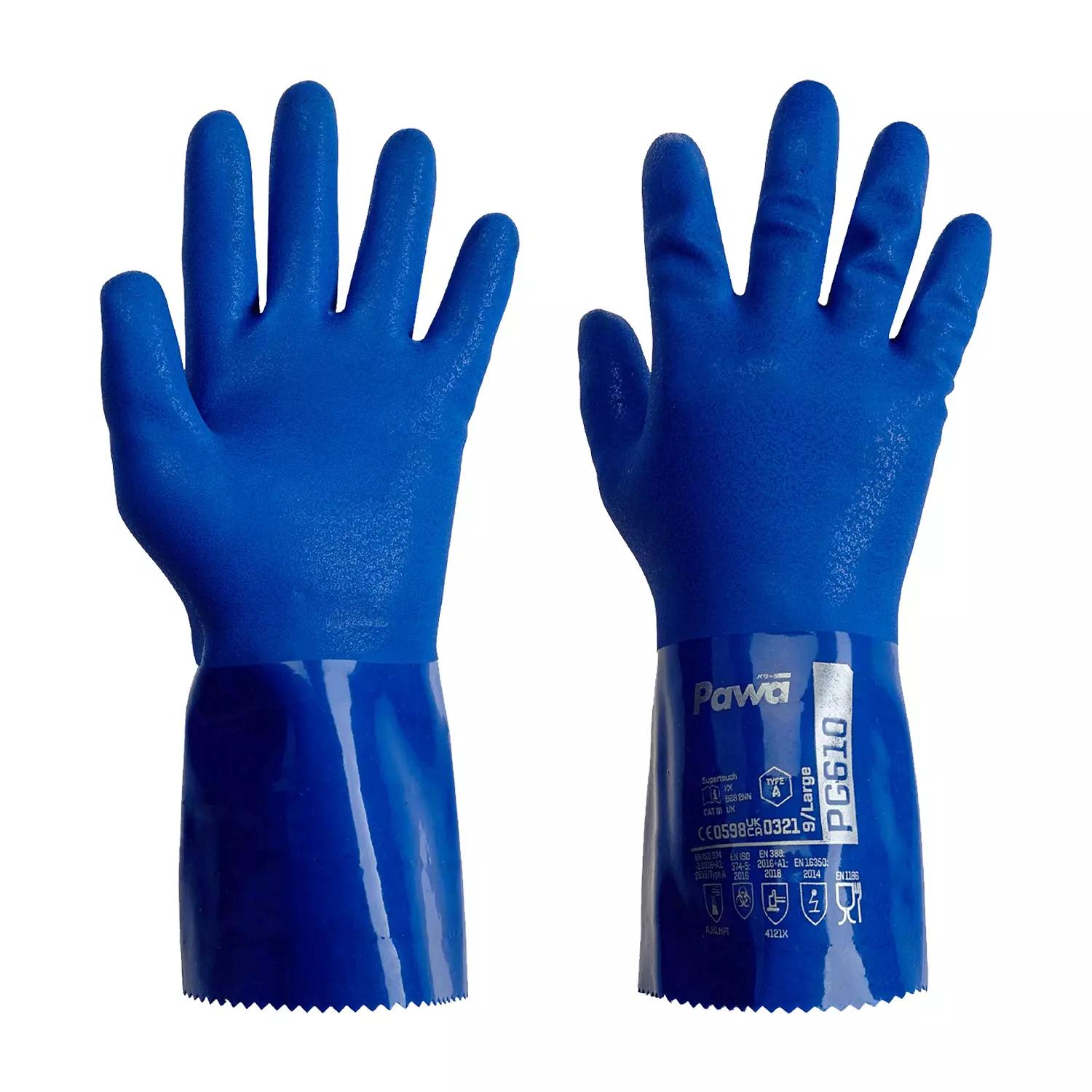 Supertouch Pawa PG610 Type A Chemical Resistant Gloves - Blue - 72 Pairs