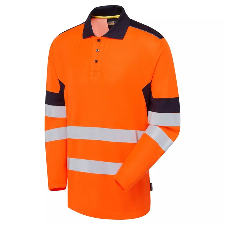 Supertouch System Hi-Vis Eco Orange CottonCool Long Sleeve Polo