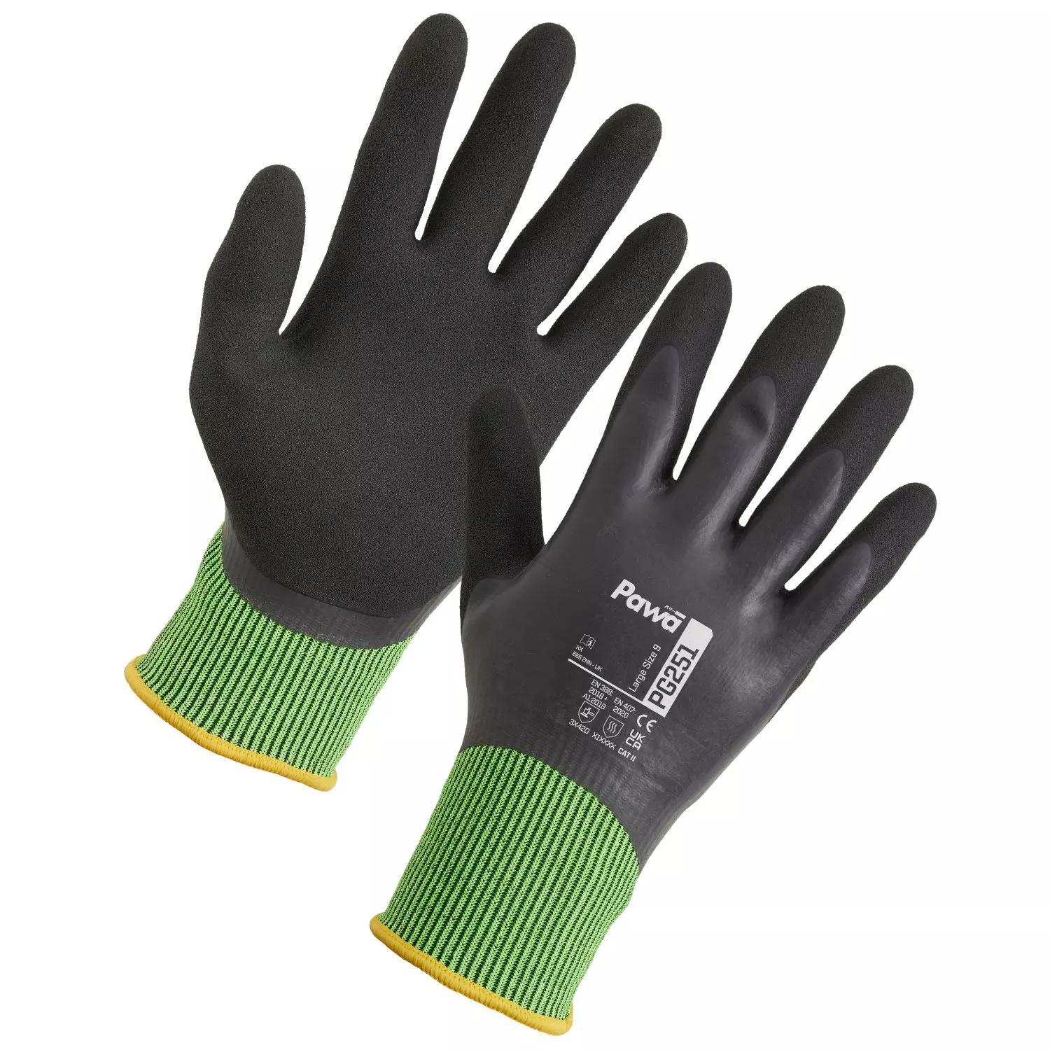 Supertouch Pawa PG251 Water-Repellent Anti-Cut Gloves - Black - 120 Pairs in Black
