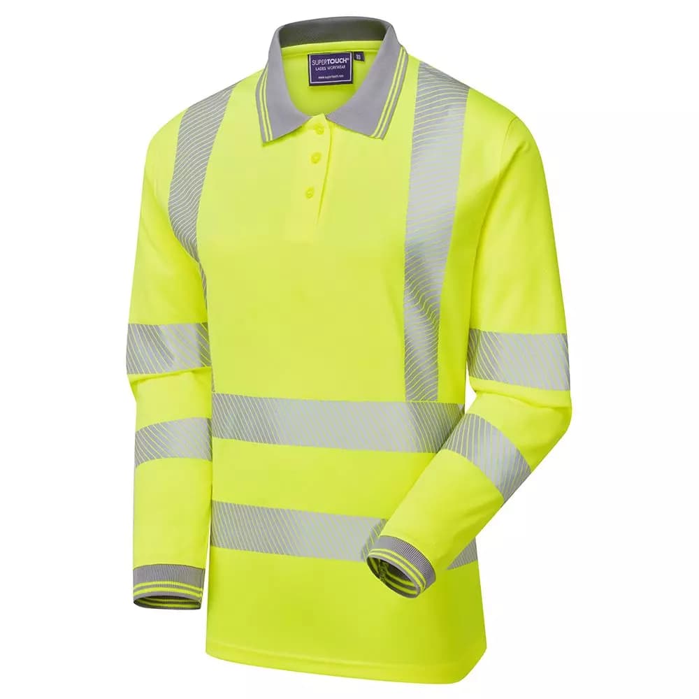 Supertouch Ladies Hi Vis Yellow Jaya Birds Eye Polo