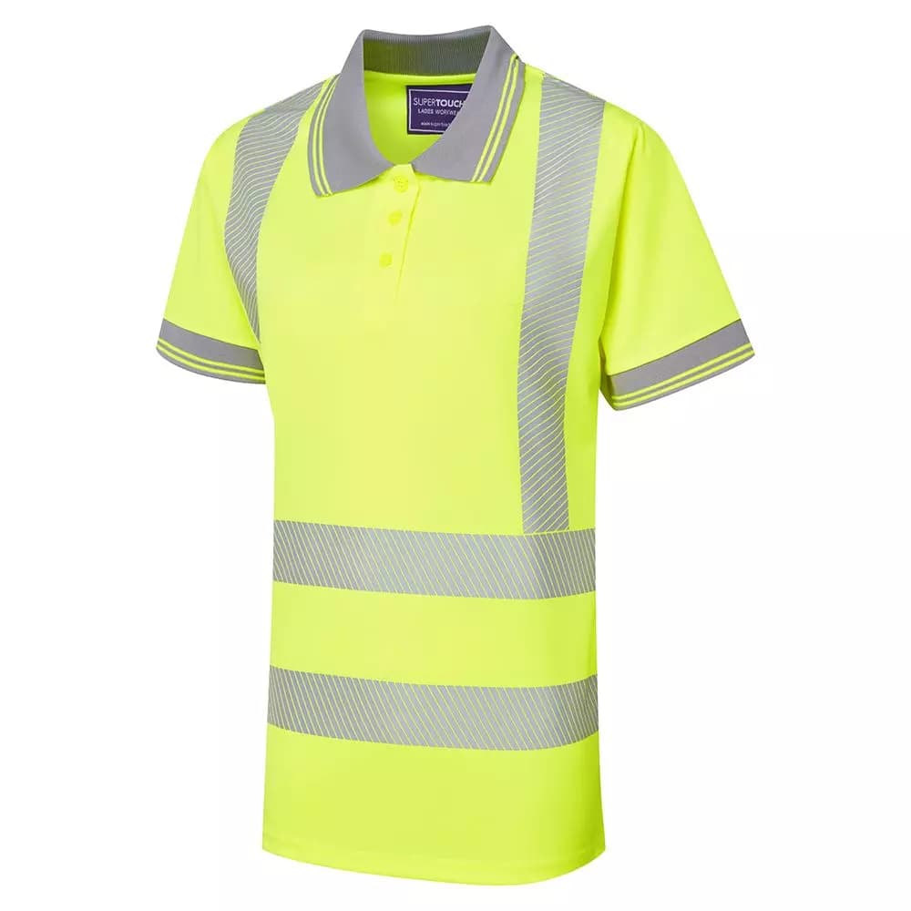 Supertouch Ladies Hi Vis Yellow Savannah Birds Eye Polo