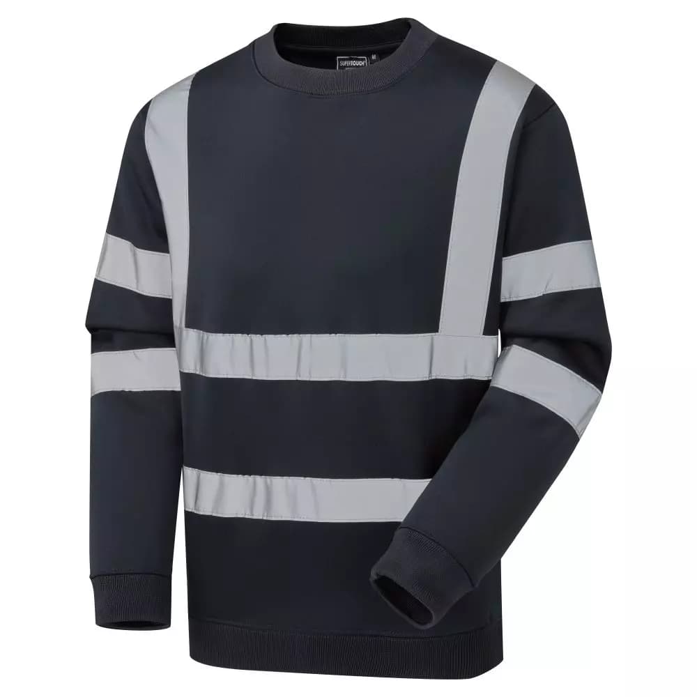 Supertouch Hi Vis Crew Neck Sweatshirt - Navy