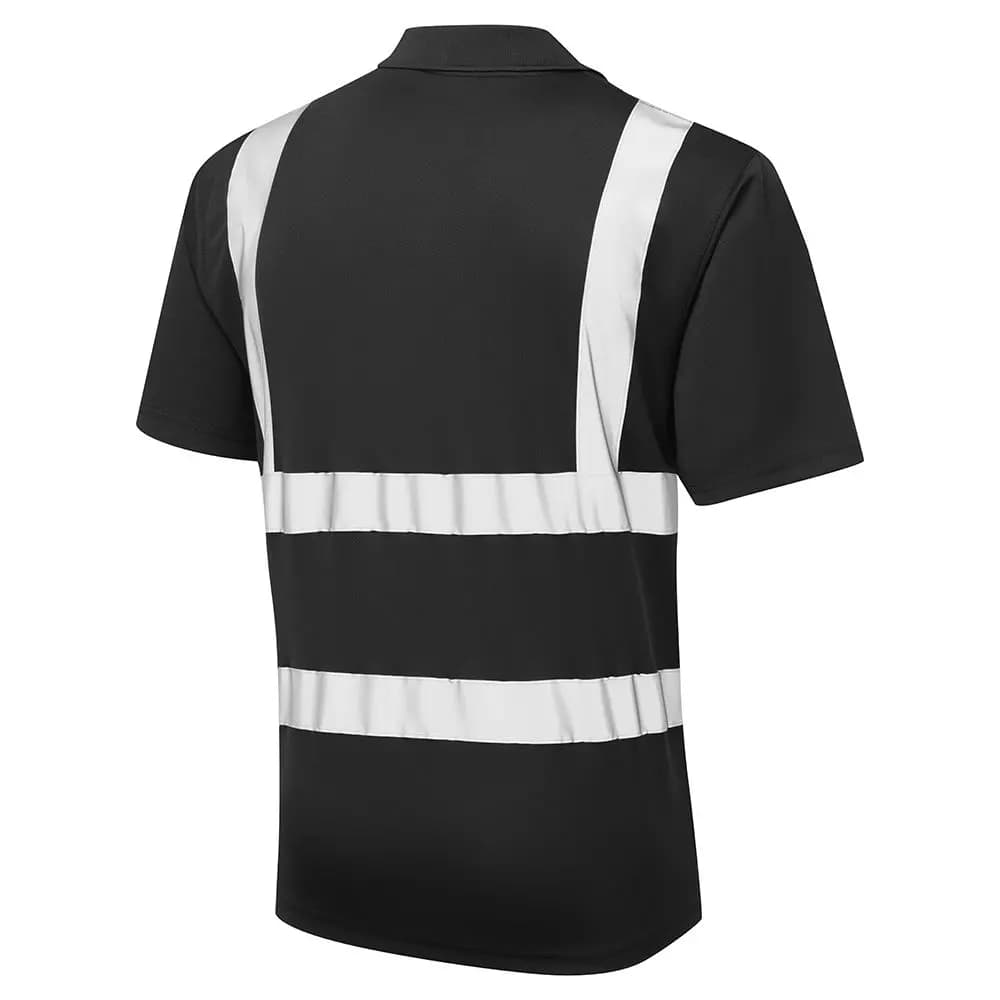 Supertouch Hi Vis Black Bird Eye Polo Shirt in Black