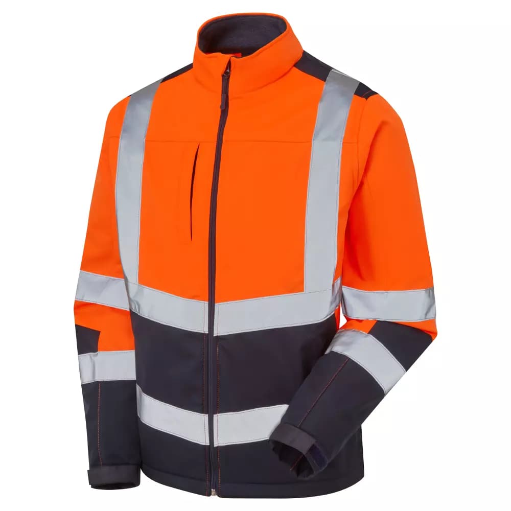 Supertouch Hi Vis 2 Tone Orange Softshell Jacket in Orange/Navy