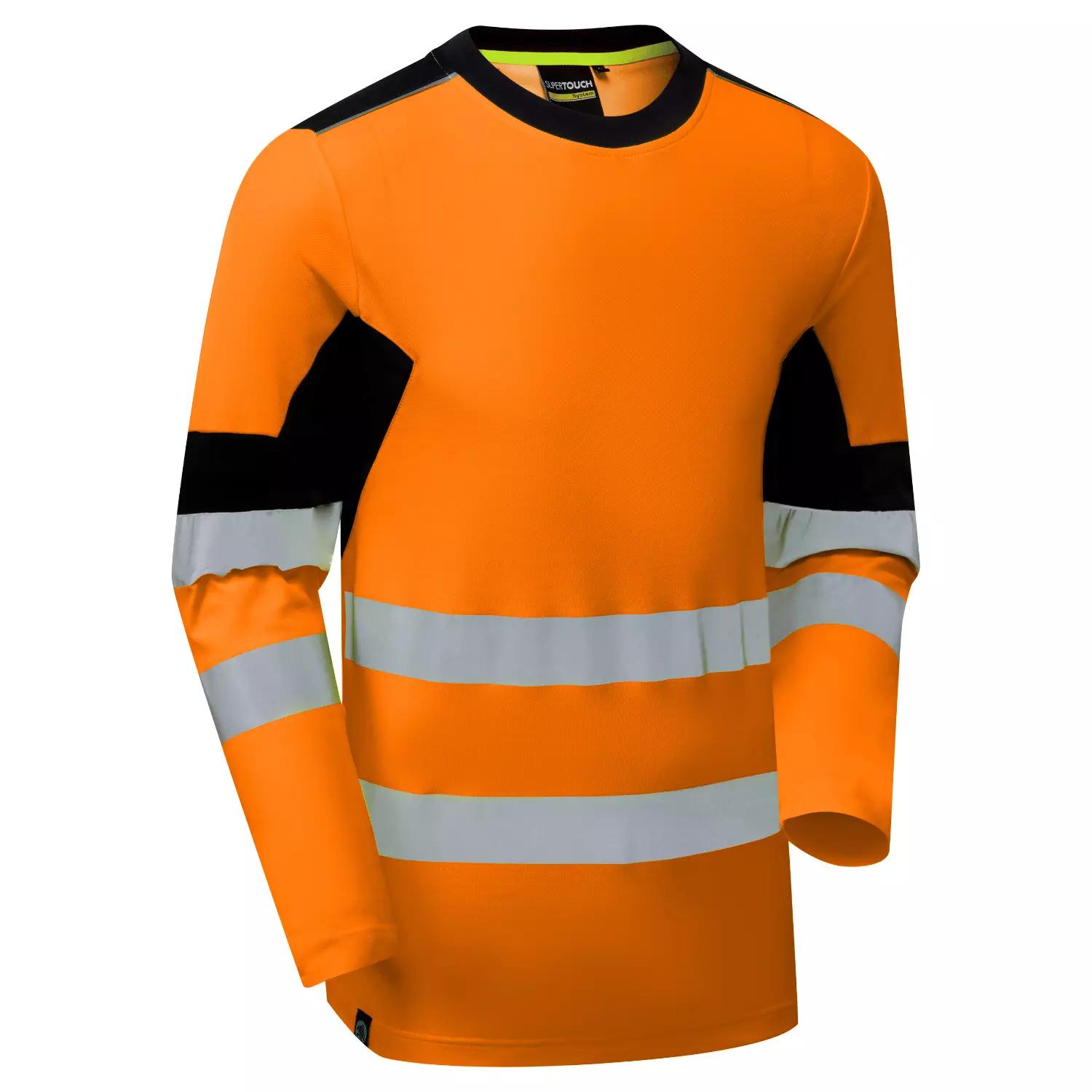 Supertouch System Hi-Vis Eco Insulated Long Sleeve Cotton Cool Orange/Navy T-Shirt in Orange/Navy
