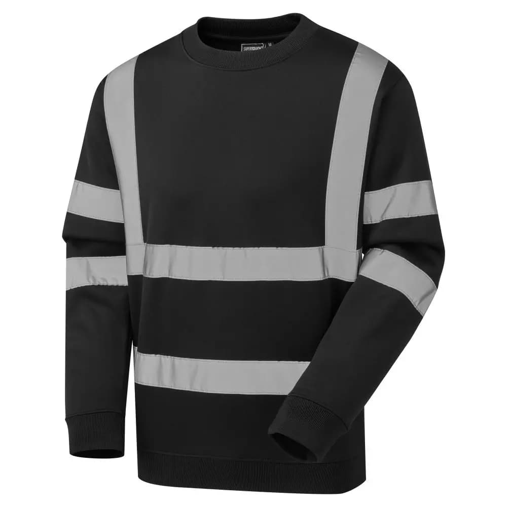 Supertouch Hi Vis Crew Neck Sweatshirt - Black