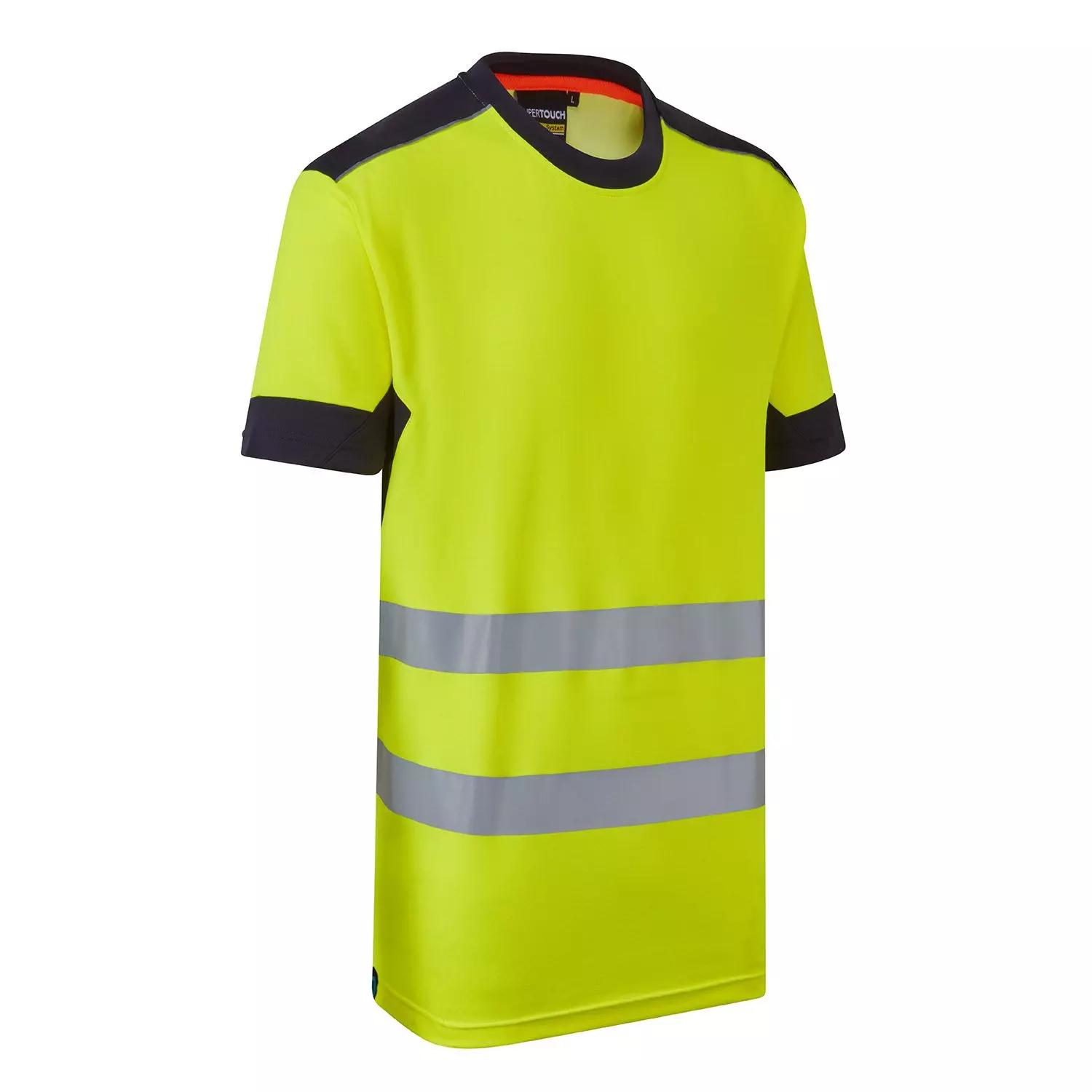 Supertouch System Hi-Vis Eco CottonCool Yellow T-Shirt in Yellow/Navy