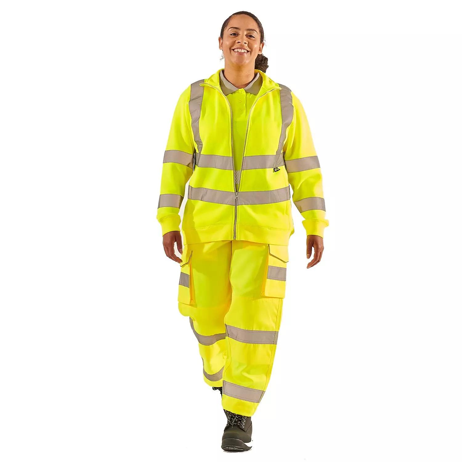 Supertouch Ladies Hi Vis Yellow Eshaal Zipped Sweatshirt in Yellow