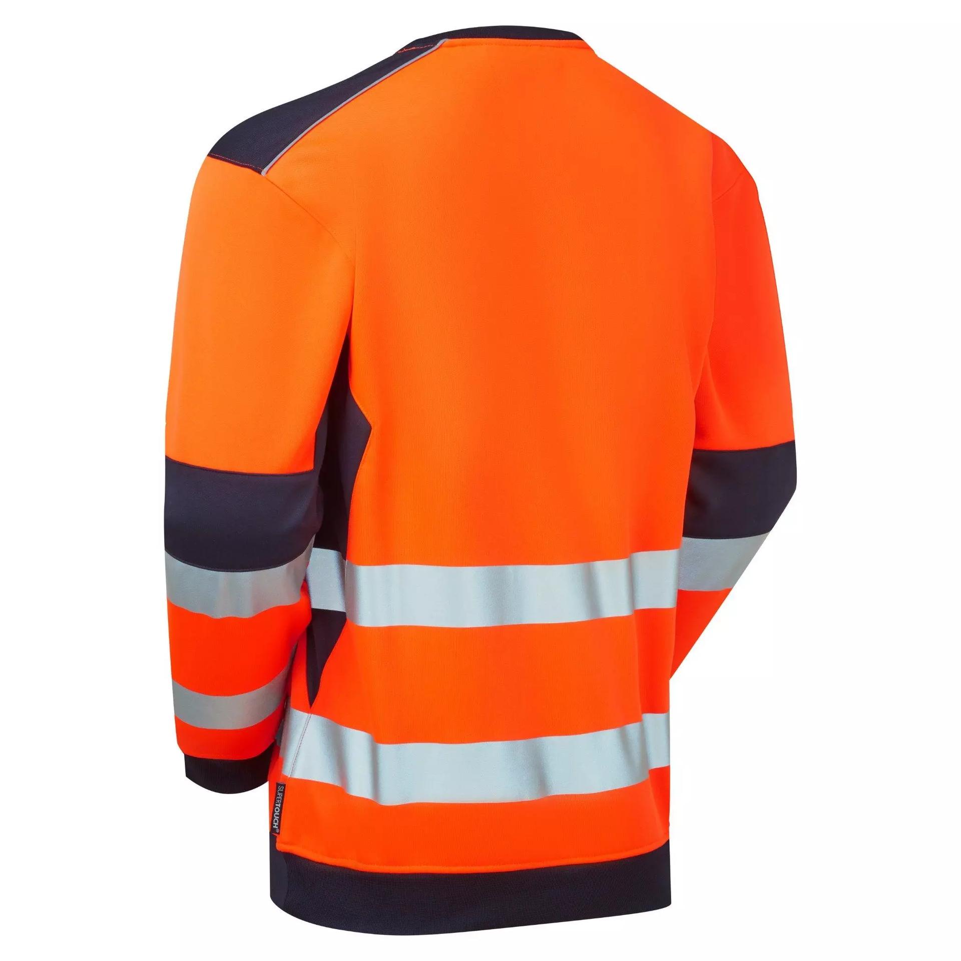 Supertouch System Hi-Vis ECO Crew Neck Orange Sweatshirt in Orange/Navy