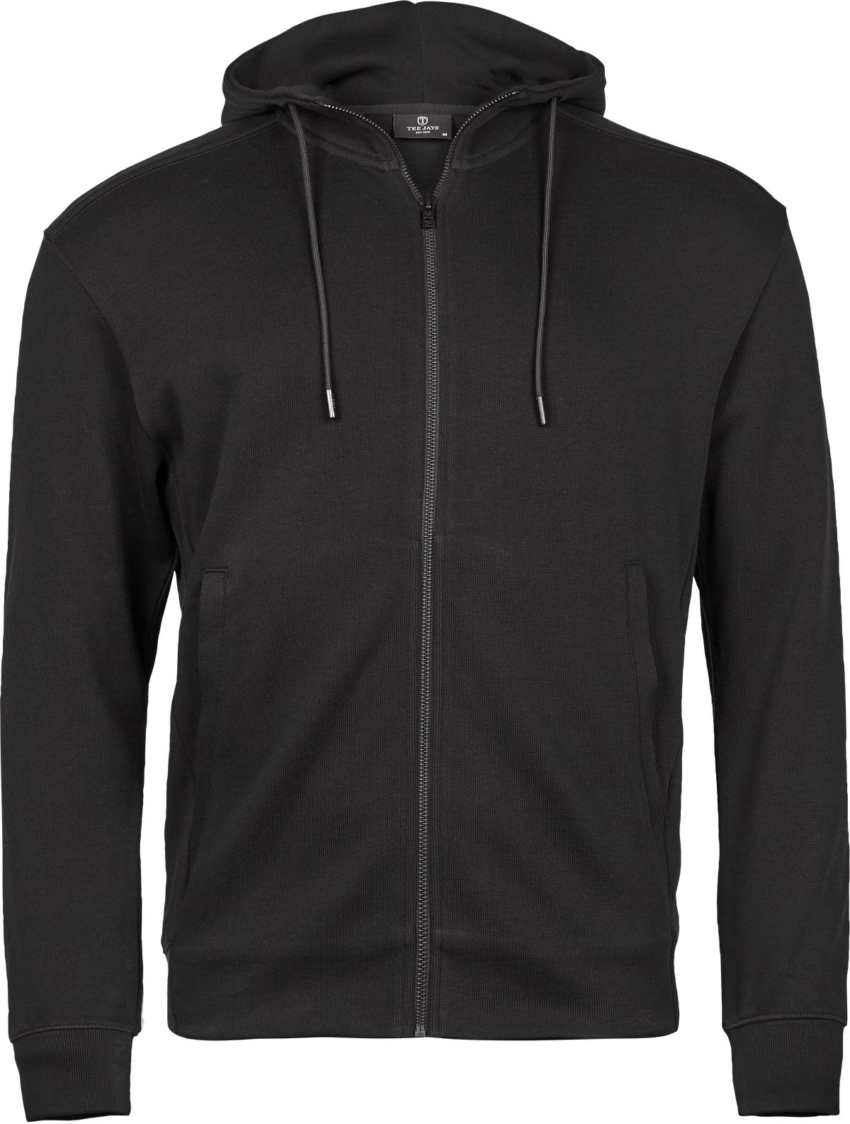 Tee Jays Tee Jays 5508 Ribbed Interlock Hooded Full Zip in Black