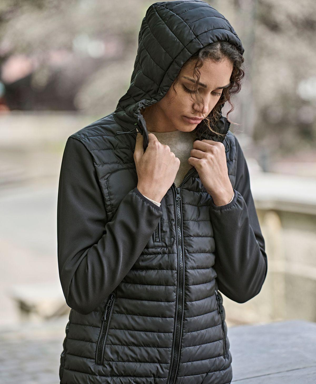 Tee Jays Tee Jays 9629 Women's Hooded Crossover Jacket in Black