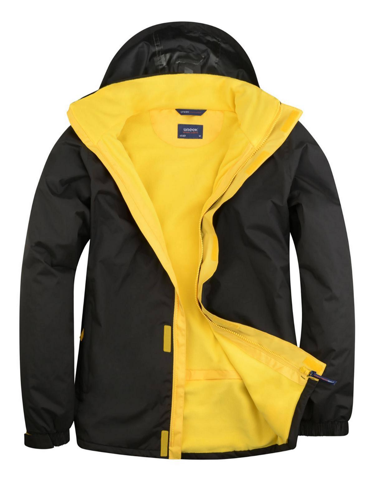 Uneek Clothing Deluxe Outdoor Jacket in Black/Submarine Yellow
