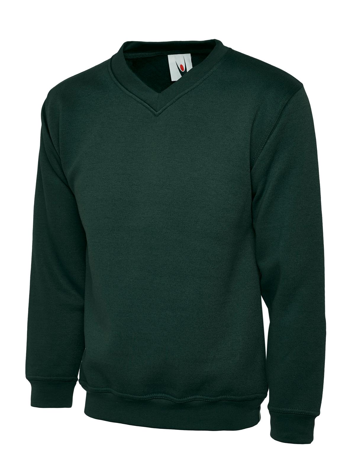 Uneek Clothing Uneek Premium V-Neck Sweatshirt in Bottle Green